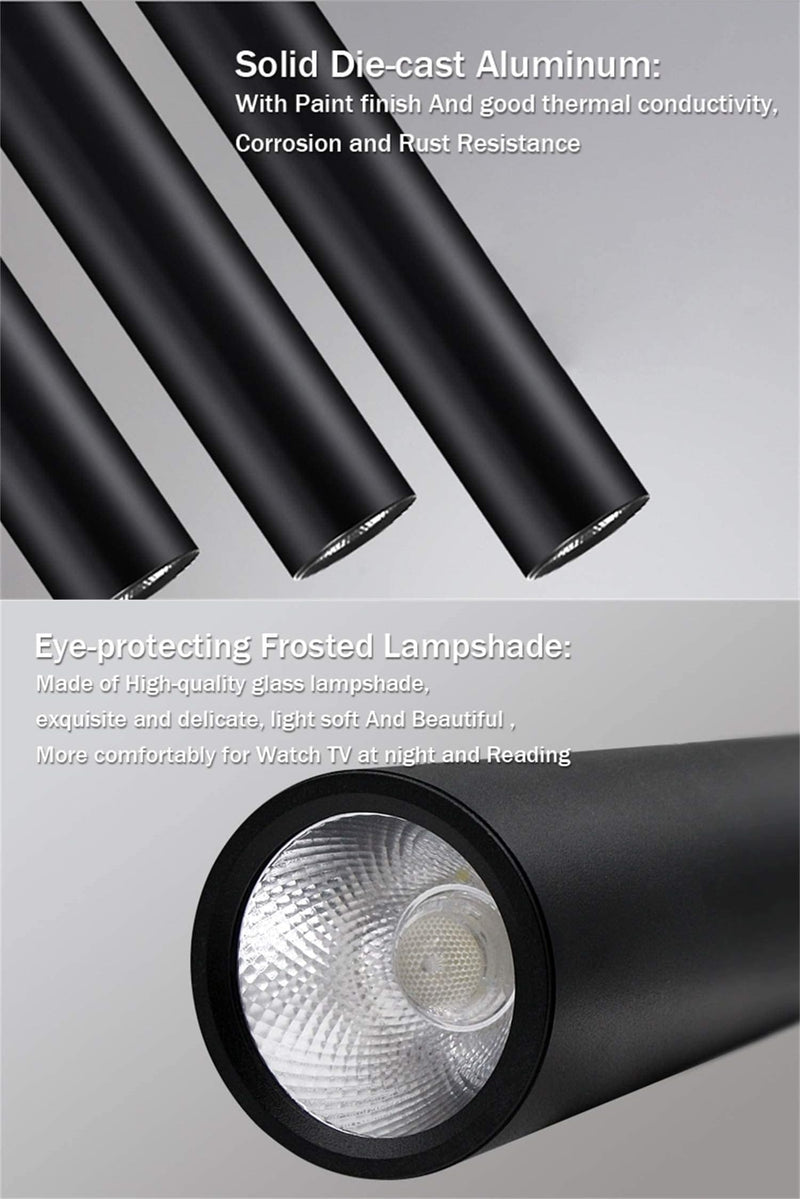 110v 12W Dia 5CM L40CM Tube LED Modern Pendant Lights Spot Light for Island Dining Living Room Bar Counter Shop Ceiling Kitchen Lights Hanging lamp Downlight Light fixtures Black 3000K
