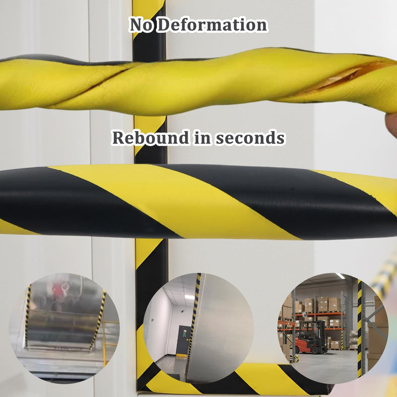  [AUSTRALIA] - Wall Corner Protector 196.9in (5m), Heavy Duty Yellow & Black NBR Rubber Corner Guards, Self Adhesive Safety Bumper Padding for Warehouse Racks, Shelves, Garage & Equipment Protection L-Shaped