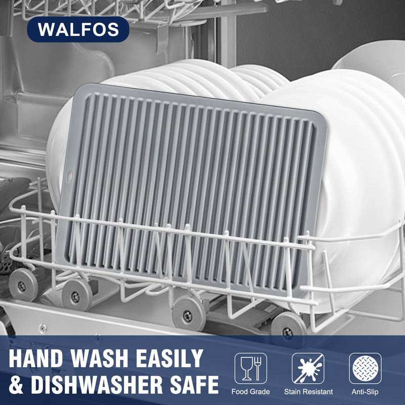 Walfos Large Silicone Trivet 16x12 Inch, Hot Pads for Kitchen, Heat Resistant Pot Holders Trivets for Hot Dishes, Hot Pots and Pans, Quartz Countertops, Gray, 2 Pack 16x12in, 2 Grey XXL Trivet