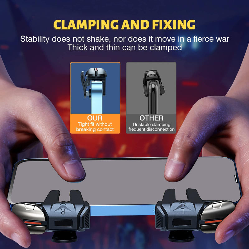 PUBG Trigger 4 Finger Mobile Gaming Controller with 20 Finger Sleeves & Storage Case PUBG Mobile Controller Aim & Fire Shooter Buttons for iPhone & Android PUBG Accessories for COD Mobile (1 Pair G21+ 20Pcs Finger Sleeve+Storage bag)