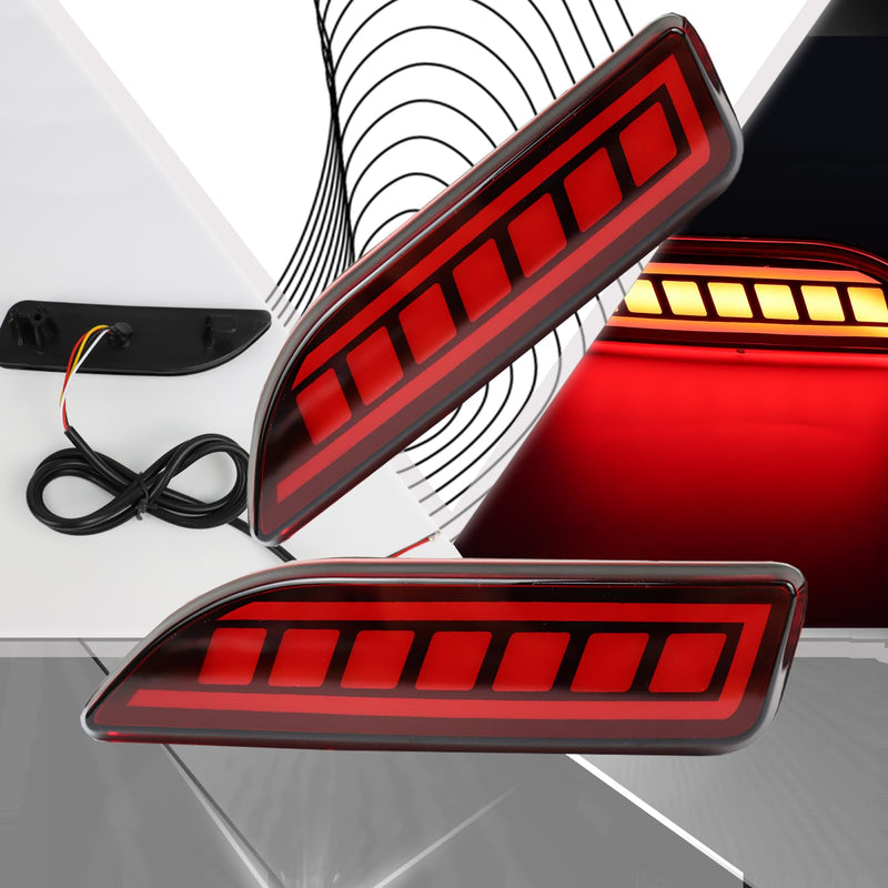 Upgrade LED Rear Bumper Reflectors Light Fog Brake Tail Lamps Compatible with Toyota Corolla 2011 2012 2013 Replace OEM Stock Reflector Sequential Turn Signal Light (RED) RED