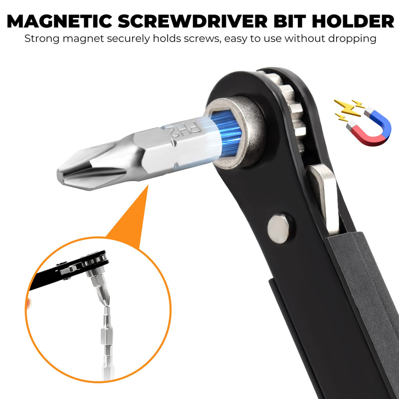 MULWARK 20-Piece Right Angle Screwdriver Set, 1/4" Mini Ratchet with High Torque - 90-Degree Offset Screwdriver for Tight Spaces, Auto Repair, Electronics, DIY Home Improvement EDC Tool Kit 20-piece screwdriver set