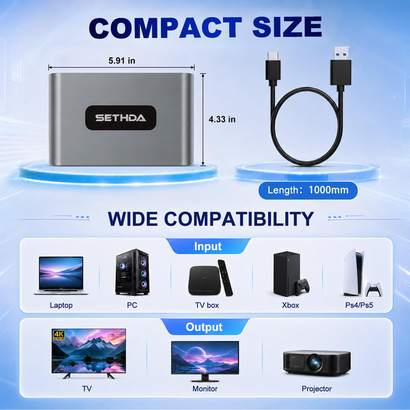 HDMI Switch 3 in 1 Out 4K@60Hz, HDMI Splitter Switcher with Remote& Charger | Low-Latency VRR, Aluminum HDMI Box Hub Supports Dolby, 3D, HDR, HDCP 2.2 CEC, Compatible with PS5, Xbox, Switch, TV,Projector