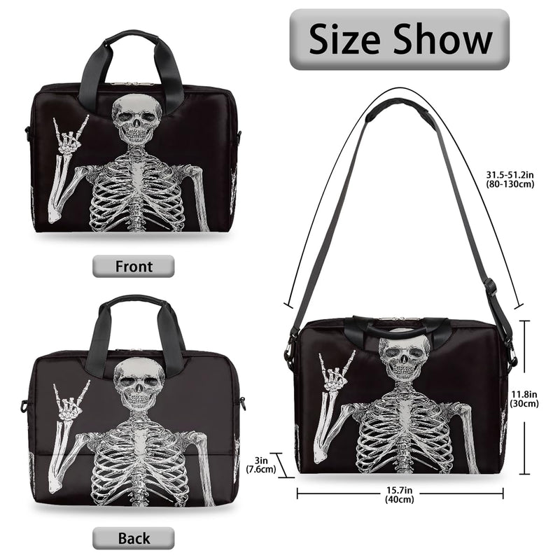 16in Laptop Bag for Women Men Waterproof Computer Carrying Messenger Case Handbag A07:black Skeleton Skull Gothnic