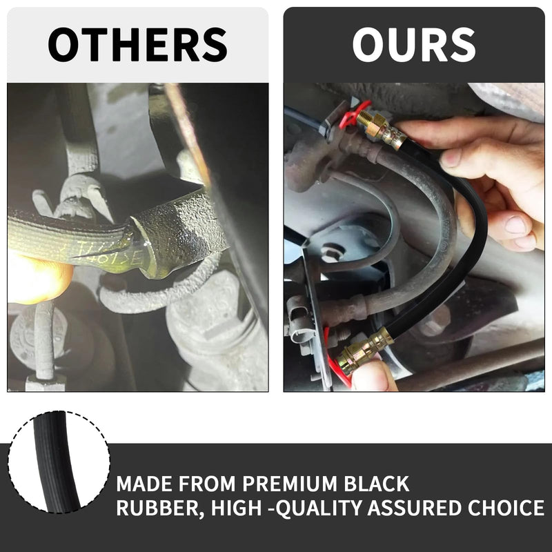 Premium 18-Inch Rubber Brake Hose - Flexible Brake Line, 3/8"-24 External Thread to 3/8"-24 Internal Thread, High Strength and Easy to Install Hydraulic Hose 18 Inch