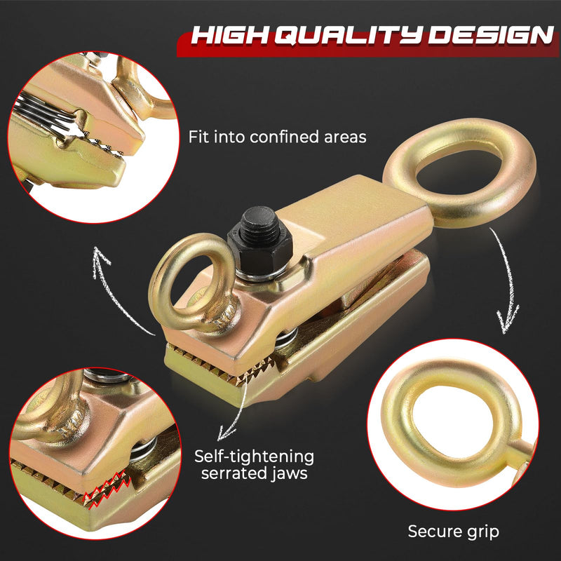NATGAI 5 Ton 2-Way Auto Body Clamp, Self-Tightening Frame Pull Clamp Grips for Collision Repair, Sheet Metal Maintenance & Car Door Fender Edge Repair, Auto Body Repair Tool with Small Mouth Design