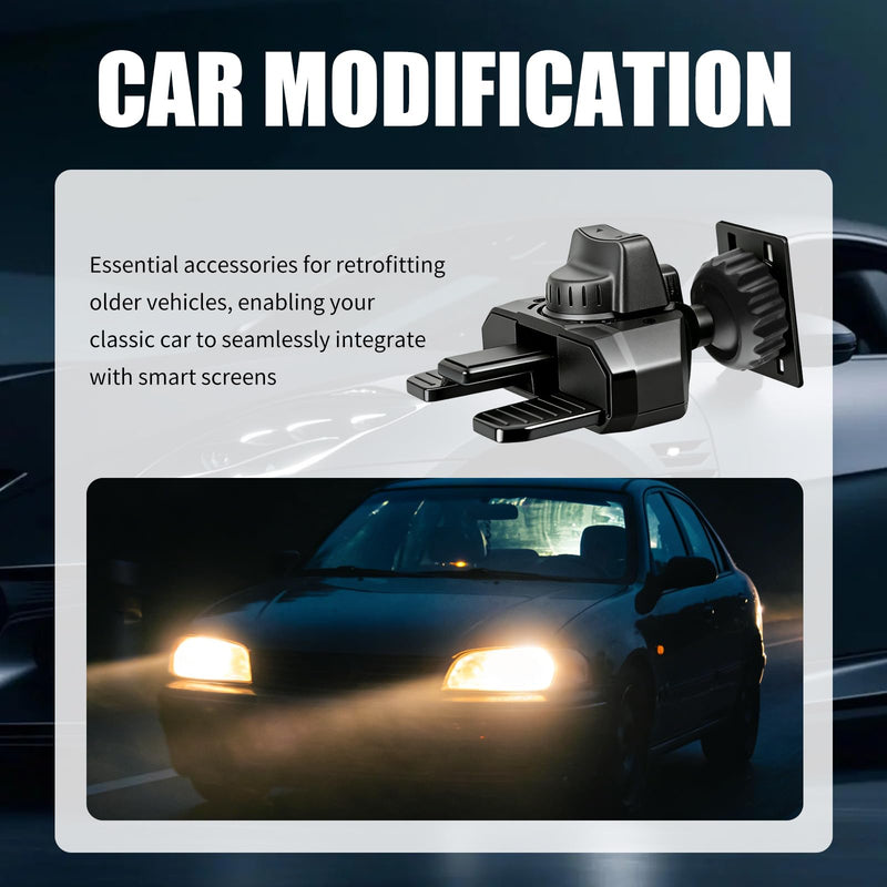 Adjustable CD Mount for Carplay Screen,360° Rotation CD Slot Mount for Carplay Screen with 17mm Ball Mounts Socket,Durable CDs Carplays Mounts Compatible with Car Monitors