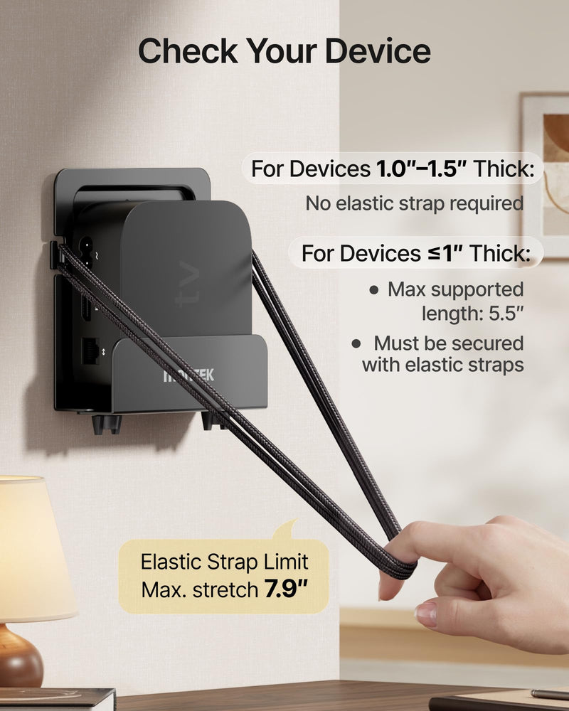 monTEK Adjustable Cable Box Wall Mount up to 11 LBS, Narrow | Small Devices Wall Mount, Modem Mount, For WiFi Router, DVD Player, Mini PC, Game Consoles & Streaming Media Devices Narrow | 1-Pack