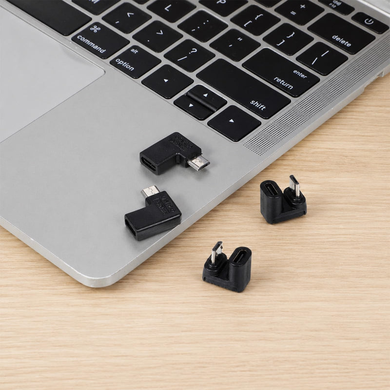 4 Packs Right Angle Micro USB, (5V2A) 10W 480mbps | 90/180 Degree Angled USB C Female to Micro USB Male Type C to Micro USB Adapter Compatible with A Range of Micro USB Devices