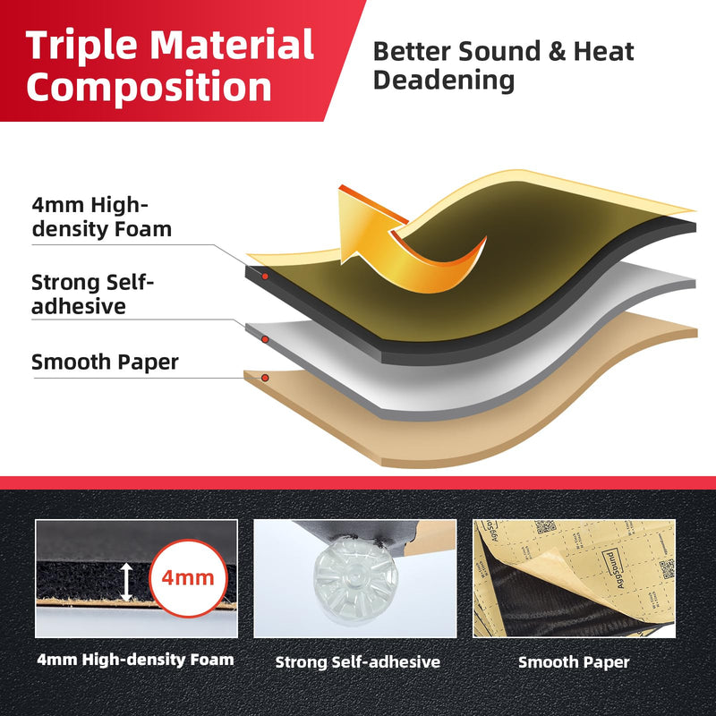 Roll Pack Sound Deadener for Cars-Auto Closed Cell Foam Noise Deadening Material-Heat Shield Insulation Dampening Mat, 157mil 6sqft 157mil-Closed Cell Foam