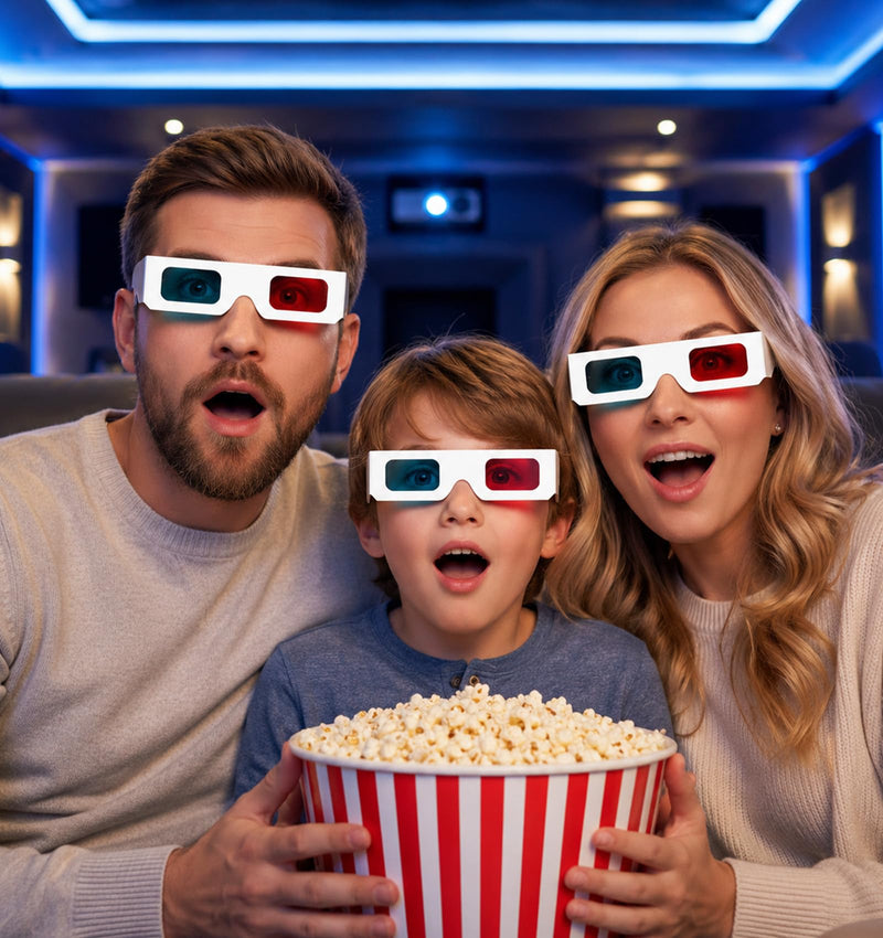 10Pcs 3D Glasses for Movies at Home, Red-Blue Anaglyph Dicyanin Glasses | 3D Movie Glasses,Lightweight and Foldable Design, Universal Head Size Comfort, Easy Storage and Carry, Home Theatre Essential