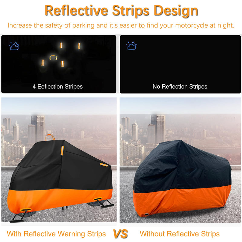Motorcycle Cover Waterproof Outdoor, 300D Heavy Duty Motorcycle Cover for Harley Davidson Sportster 1200 883 Fat Boy 114 Street Bob, All Seasons Protection Scooter Cover Fits up to 96" XXL (Fits up to 96")