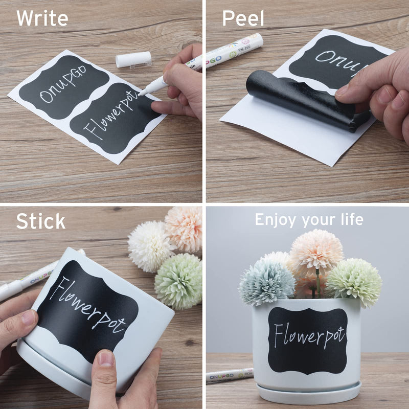 ONUPGO Chalkboard Labels (48 Pack), 4" x 3" Reusable Blackboard Stickers, Waterproof Chalkboard Sticker for Jars, Parties Decoration, Craft Rooms, Weddings, Storage, Organize Your Home & Kitchen 4" x 3" 48 Pack Wavy Shape