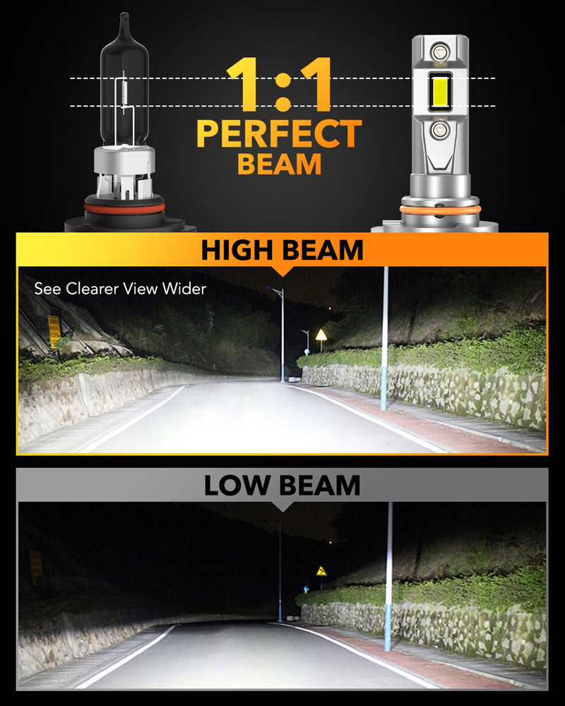 OXILAM 9005 LED Bulbs 800% Brightness 40000LM Super Bright, OEM Fit 6500K White, 20 Years Lifespan with Silent Fan & Heat Dissipation, Weatherproof IP68 & Error-Free Installation, 2 Pack