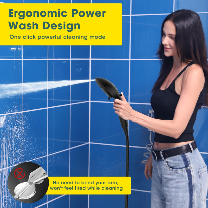FASDUNT Filtered Shower Head with Handheld, High Pressure 8-Mode Handheld Showerhead with Filters for Hard Water -Remove Chlorine, Built-in Power Wash, 80" Long Hose & Adjustable Bracket, Black 8 Spray-Settings Matte Black