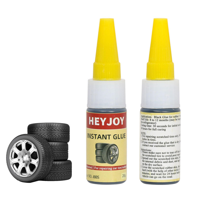 Black Tire Glue with Patch, Sidewall Emergency External Tire Repair Kit, Puncture Repair Anywhere for Tubeless Tires Rubber for ATV UTV Off-road Vehicles Car Motorcycle Tractors Van Trailer Lawn Mower 20g