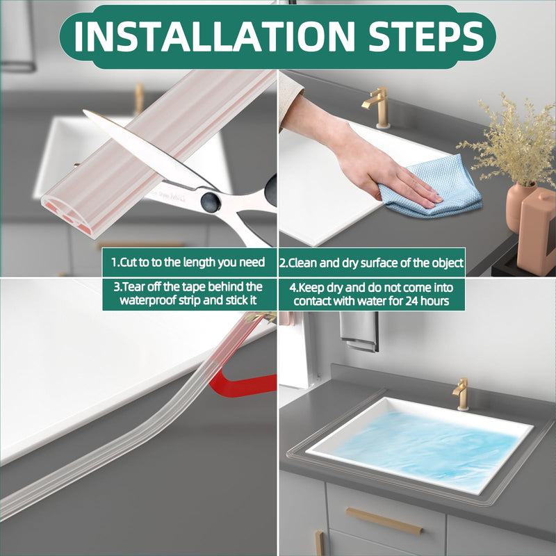  [AUSTRALIA] - Shower Threshold Water Dam Shower Water Guard - 78 Inch Flexible Collapsible Waterproof Adjustable Bathroom Seal Strip, Self-Adhesive Shower Door Bottom Guard for Bathtub, Tile & Floor 78 inches Transparent