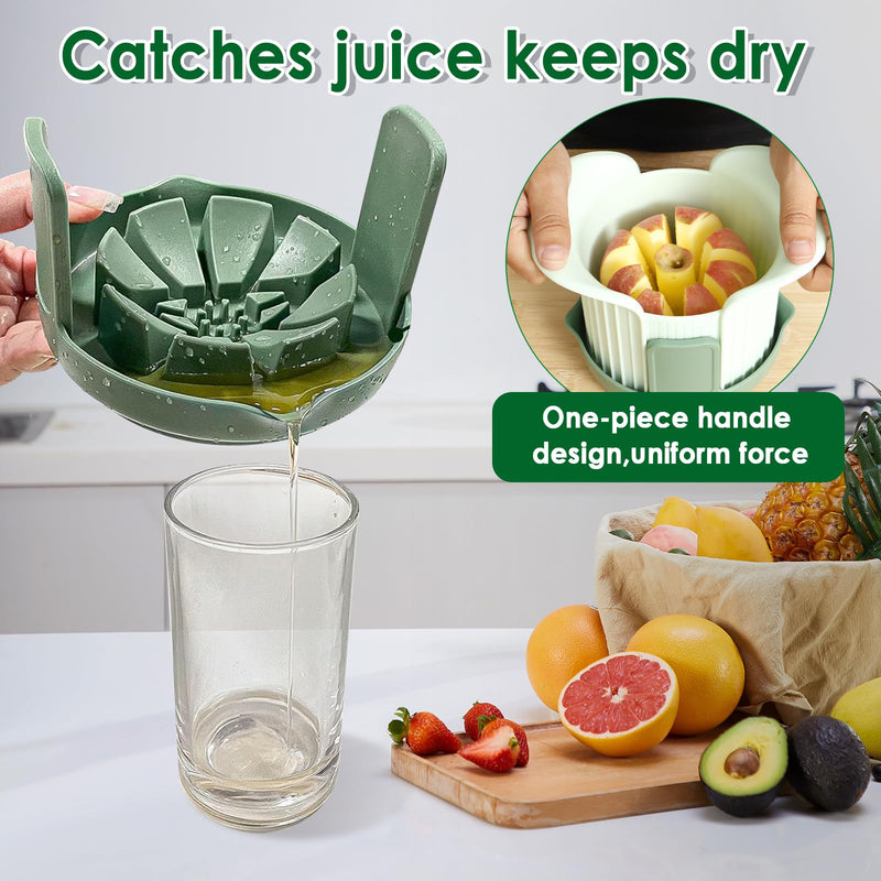 Apples Slicer and Corer, 8 Slices Heavy Duty Pear, Mango & Tomato Cutter with Stand & Comfort Handle, Up to 3.7 IN Apples(Green,3 cut pieces) Green 3 cut pieces