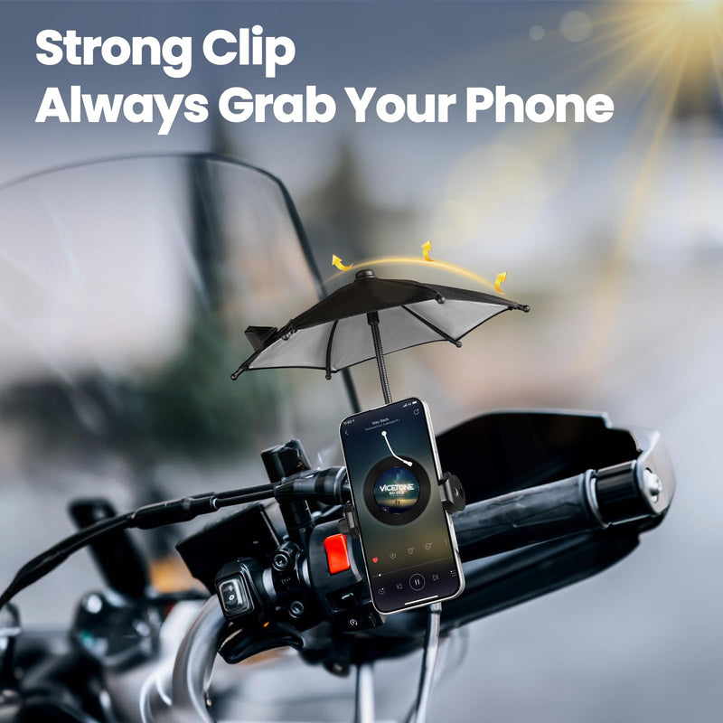OUTXE Strong Clip Phone Umbrella for Sun, Mini Tanning Shade Cover for Cell iPhone/Android (Black) 2-Pack