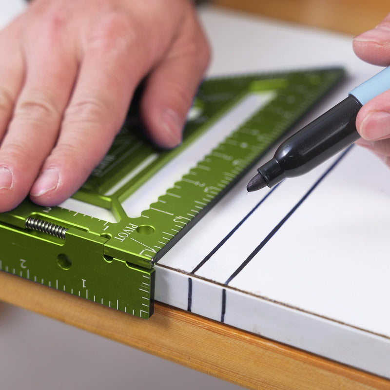 8.3" Ratter Square Tool with Jig Block - Flatwork and Repetitive Markings Specialty for Precise Carpentry Work,Sherwap Ratter Square Tool (Green) Green