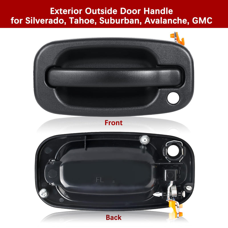 FAERSI Exterior Outside Door Handle Front Left Driver Side for 1999-2007 Chevy Silverado, Tahoe, Suburban, Avalanche, GMC Sierra, Yukon Denali, Cadillac Escalade 77261 15034985 Front Left with Key Hole