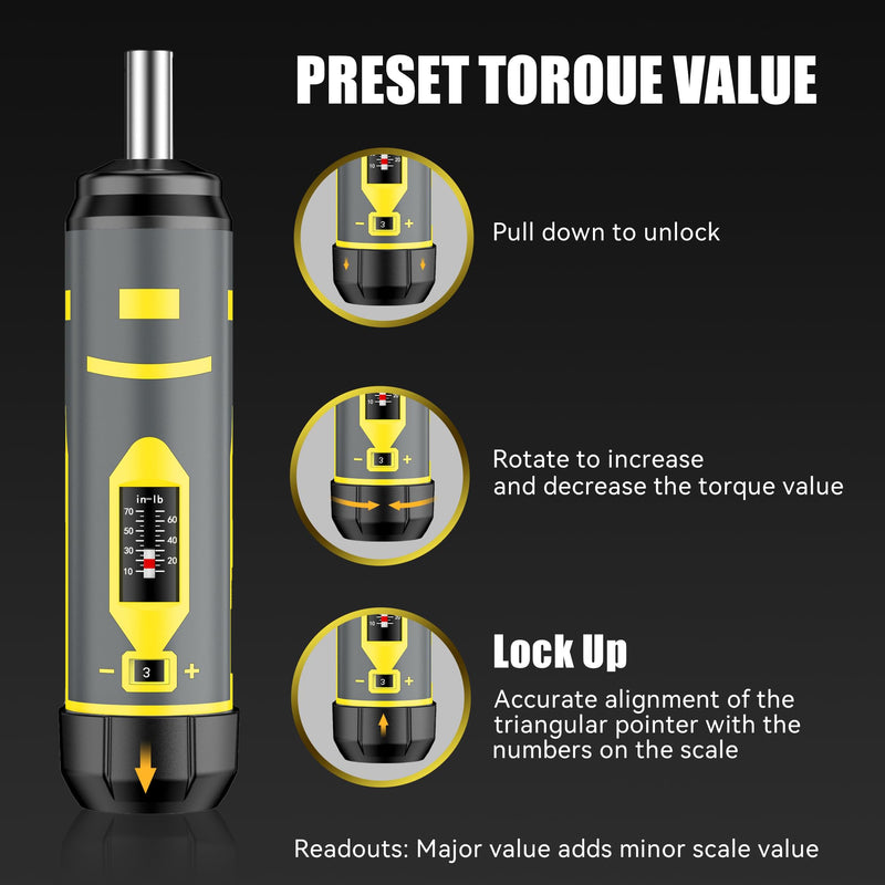 Torque Wrench Screwdriver Set,10-70 Inch Pounds, 40 S2 Bits - Hex,Torx, Flat,Phillip,Square and Torx Security Bits for Accurizing Scope Mounting, Bicycle Repairing and Maintenance (42PC) Screwdriver/42pc