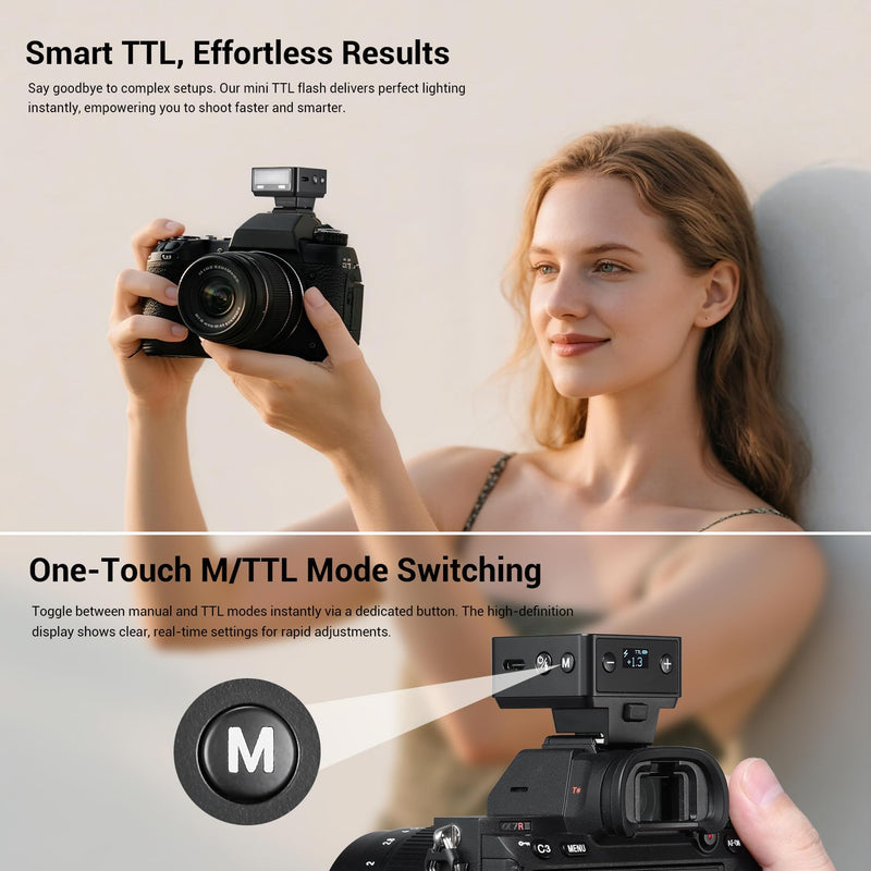 Godox iT20-O Ultra-Compact Camera Flash - Upgraded from iM20 with TTL Function & Magnetic Accessories, 45g Lightweight, 700+ Flashes, 1.5s Recycling, USB-C Charging, Compatible with Olympus Cameras Godox IT20-O