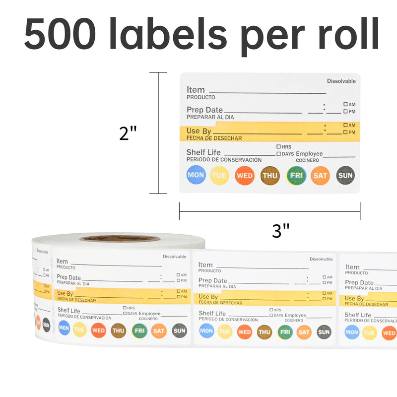 L LIKED Dissolvable Food Labels 2”x 3" No Residue Food Storage Labels for Kitchen，Washable Mason Jar Labels, Bottle Labels Easy to Write -500 Labels(Matte White… Large