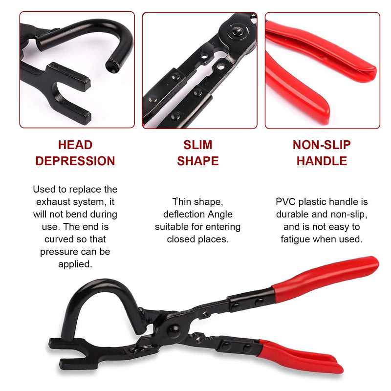 Exhaust Hanger Tool, Wear-resistant High-hardness Metal Bracket Removal Pliers, Rubber Hanger Support Removal Tool, Universal for Most Cars Trucks Suvs (Red)