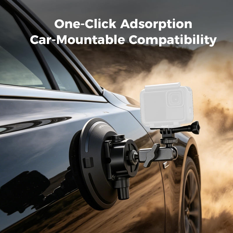 4.5 Inch Vacuum Suction Cup Camera Mount, Car Windshield Holder with Ball Head Magic Arm, 1/4" Thread for Mirrorless, Action Cam & Phone – on Car Windshield, Glass, Tile, Roof 4.5"