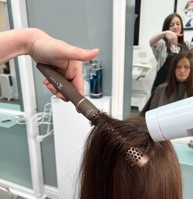 Kobe Professional Heat-Retaining Ceramic & Ionic Round Hair Brush for Blow Drying - With Nanotechnology - 19mm Barrel Brush - Blow Dry Hair Brush,Curling Brush 19 mm