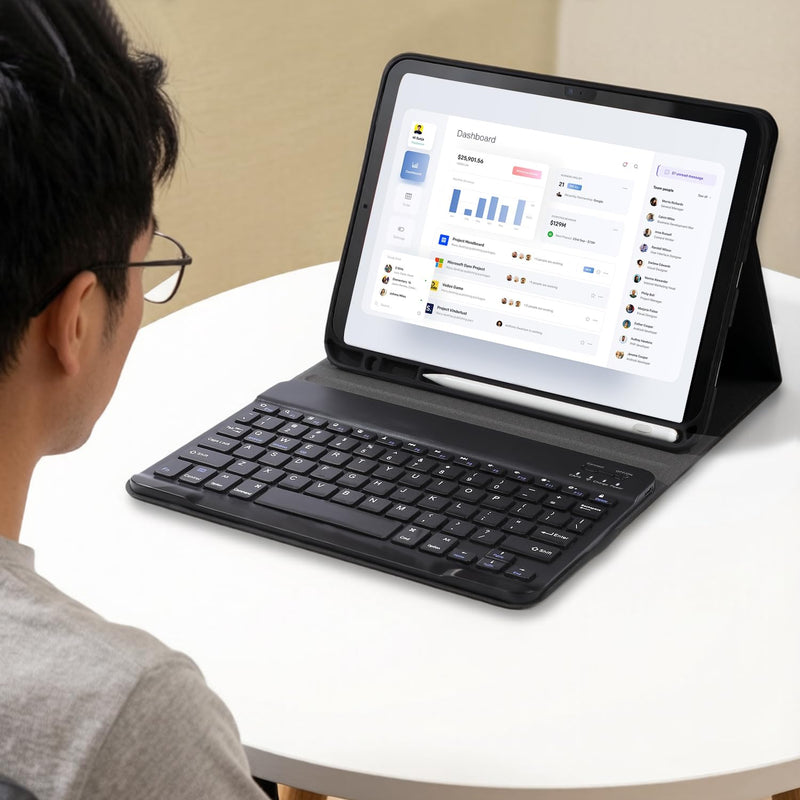 for iPad 11th/10th Gen Case with Keyboard,Folio Keyboard Cover with Pencil Holder, Detachable Keyboard for iPad(A16) 11th/10th-Black