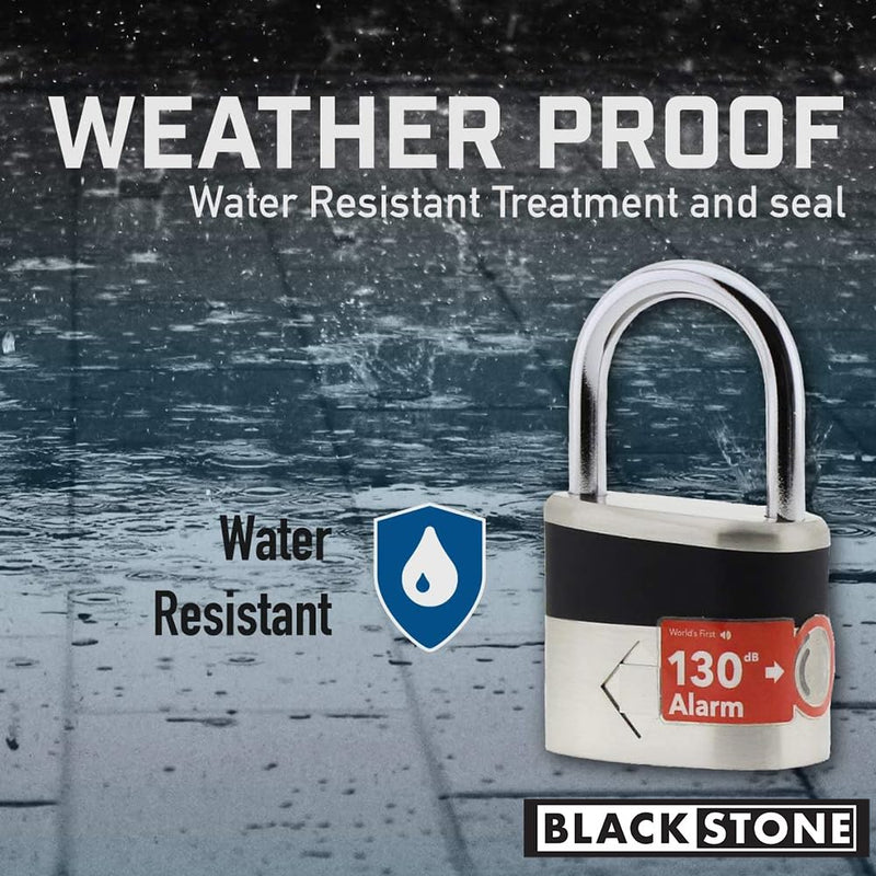 Blackstone Anti-Theft Loud 130db Alarm Padlock Weather Proof Heavy Duty Multi Purpose (10mm Shackle) 10mm Shackle