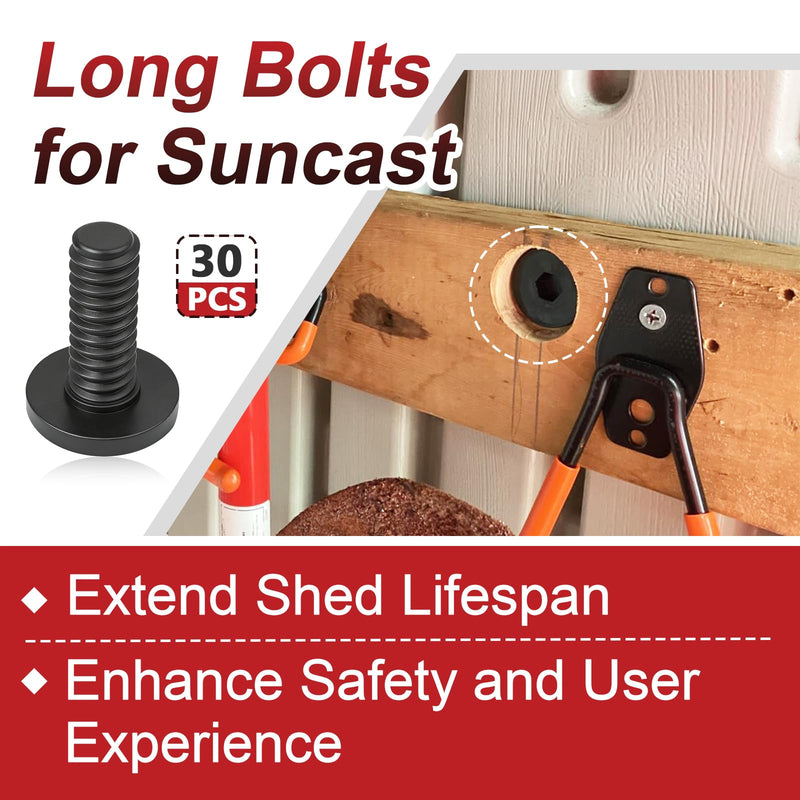 30 Pcs Black Long Bolts Compatible with Suncast Storage Sheds | Replacement Screws Accessories, Easy to Install, Premium Materials, Sturdy And Durable