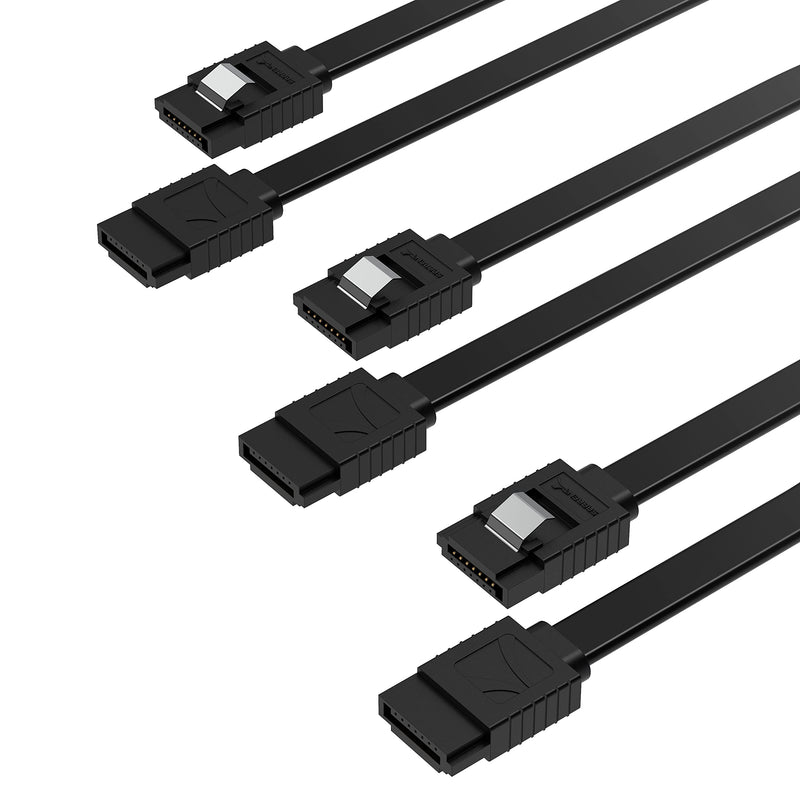 SABRENT SATA III (6 Gbit/s) Straight Data Cable with Locking Latch for HDD/SSD/CD and DVD drives (3 Pack 20 Inch) in Black (CB-SFK3)