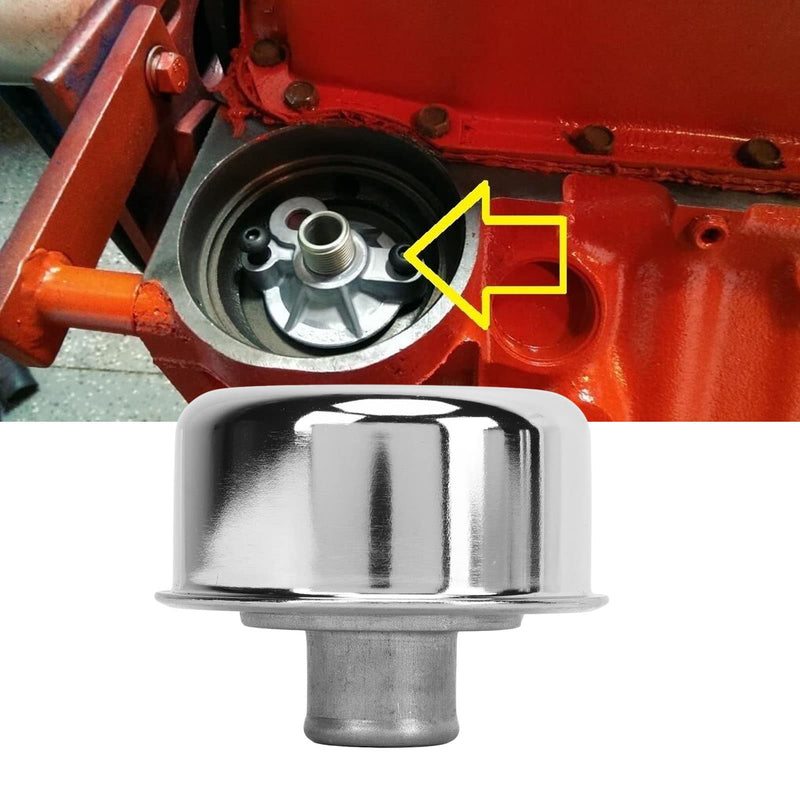 Round Valve Cover Breather, Push in Breather Fit, Oil Filler Cap Replacement for SBC BBC SBF 327 350 302 454 502 1‑1/4 in Hole Valve Cover