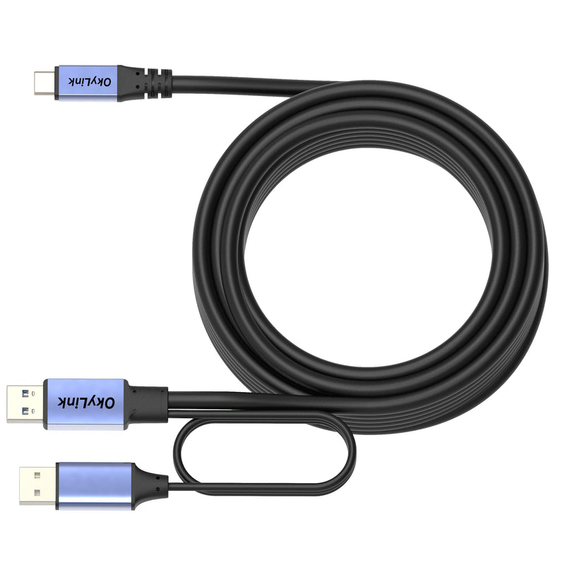 Active USB 3.0/3.2 Gen1 A to C Data Cable 32ft/10M – High-Speed 5Gbps, Signal Amplifier, Optional Power, Long-Distance Cable for VR, SSD, Docking Station, Printer 32ft (10M) Black cable + Gray shell