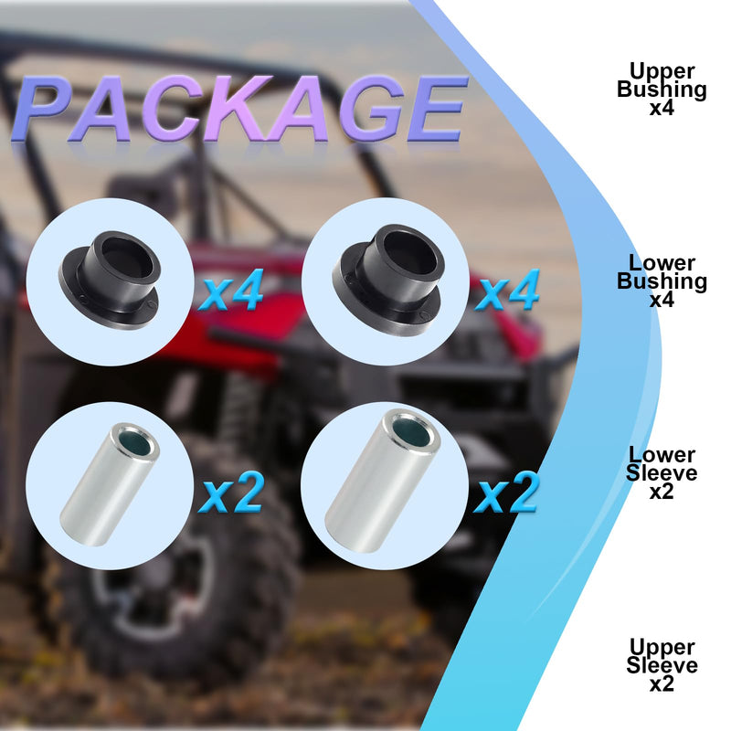 Front Shock Absorber Bushings Sleeve Kit 8Pcs For Polaris Ranger 500 570 700 800 900 1000 Diesel Brutus HD PRO XD