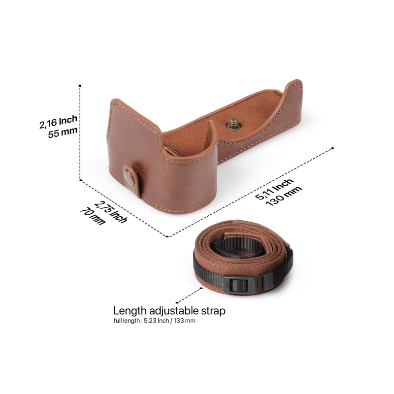 Mega Gear Genuine Leather Half Camera Case for Sony Alpha a6700 - Stylish and Protective (Brown) Brown
