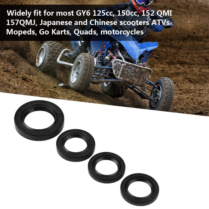 Gy6 Oil Crankshaft Seal,GY6 Oil Seal,4 Pcs Engine Oil Seal Kit Engine Crankshaft Gear Crank Case Oil Seal Rubber for GY6 125cc 150cc 152 157QMJ Hrc216 Seal