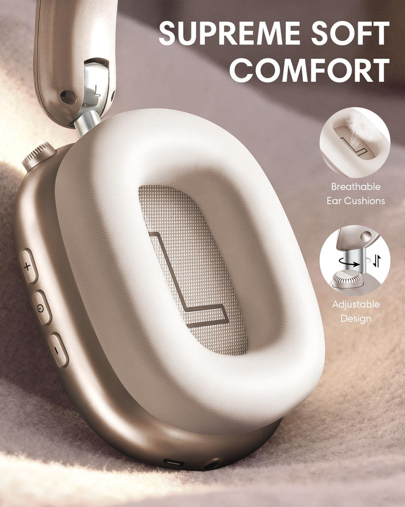 Wentronic Y02 Active Noise Cancelling Wireless Headphones, Starlight | Over-Ear, Bluetooth, 60H Playtime,Crystal Clear Calls, Hi-Res Audio, Big Bass, Foldable Lightweight for Travel Home Office