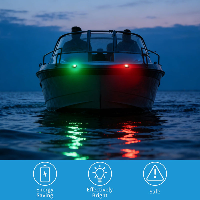 Obcursco Boat Navigation Lights, LED Red and Green Vertical Mount for Bow and Stern, IP67 Waterproof Marine Lights for Pontoon, Bass, and Jon Boats (Black) Black