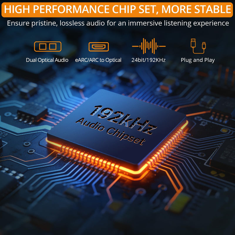 Neoteck HDMI ARC Audio to Dual Optical Extractor, ARC/eARC Audio Extractor | with 1-in-2-out, Supports PCM 2.0, Dolby 5.1, DTS 5.1, 24bit/192kHz, Plug and Play for TV, Home Cinema & Legacy Audio Systems Dual-fiber interface output