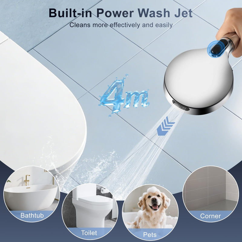 Filtered Shower Head with Handheld, High Pressure 7-Spd Detachable Chrome Showerhead with Stainless Hose, Water Softener Filter Beads for Hard Water - Remove Chlorine, Reduce Dry Itchy Skin 1 Filters Sliver