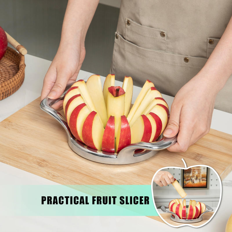 LIIGEMI 5.5 Inch Extra Large Apple Slicer,16-Slice Thin Apple Slicer and Corer,Cutter, Divider, Wedger for Fruits and Vegetables，Gifts for Mom，Sharp and Sturdy，Easy to Use 16-Blades Silver