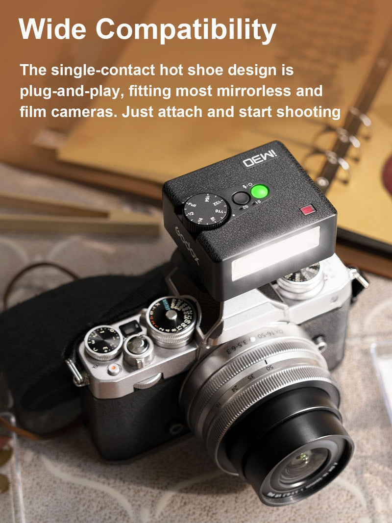 GODOX IM30 Mini Flash with FS-R Riser GN15 S1/S2 - Camera Flash GN 15, 7 Power Levels, IM30 Mini Manual Flash for Sony zv1/Sony zve10/Ricoh gr3/Fuji f1-230/Canon 6500K±200K/3.6S Recycle