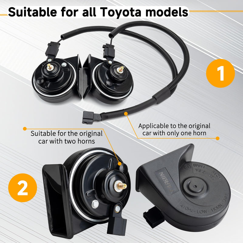 FARBIN Car Horn Compatible with Toyota/Lexus/Subaru 12V Waterproof Auto Horns Loud with 1 to 2 horn plug for toyota (Toyota horn with 1 to 2 Converter Wiring) Toyota horn with 1 to 2 Converter Wiring