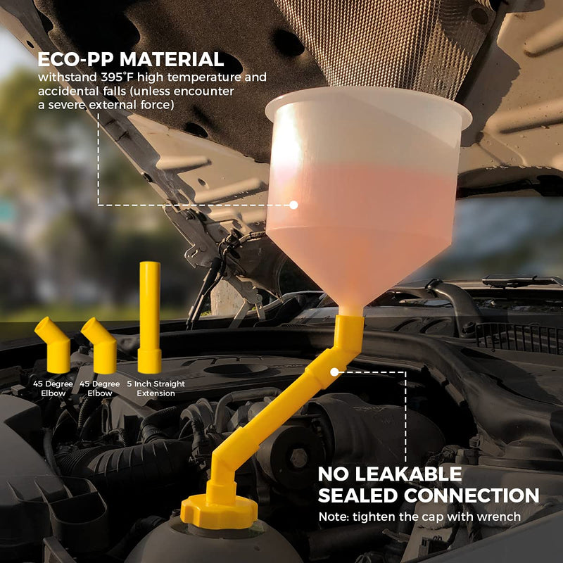 Thorstone No Spill Coolant Funnel Kit, Spill Free Radiator Coolant Filling Funnel, Spill Proof Radiator Funnel Bleeder with Adapters, Automotive Antifreeze Bleeder for Universal Vehicles 1_Funnel kit