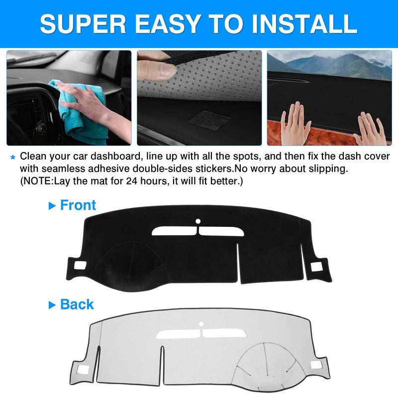 Autorder Dashboard Cover Mat for 2007-2014 Chevrolet Tahoe Suburban/GMC Yukon XL&2007-2013 Chevy Avalanche Silverado 1500 2500 3500 LTZ/GMC Sierra SLT Denali Accessories Upgrade Velvet Dash Cover 07-13 Silverado One Glove Box(B)