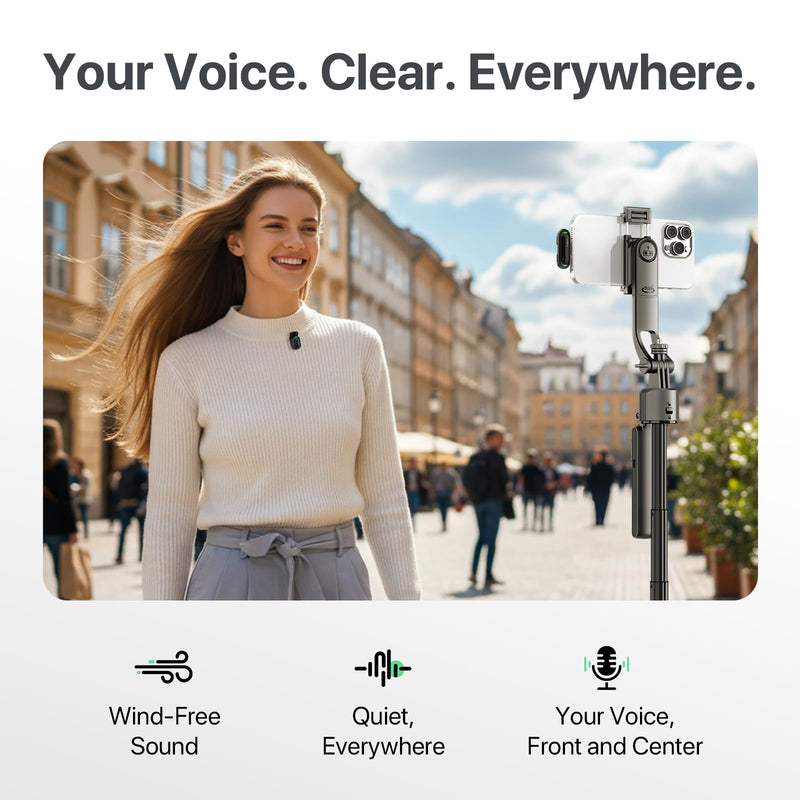 SYNCO Mini Wireless Microphone for iPhone15/16/17 & Android USB-C | Clear Audio with AI Noise Cancellation; 328 ft Range; Plug & Play Magnetic Mic for Video Recording & Vlogging for iPhone/Android